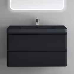 Sogood Meuble de Salle de Bain Suspendus Noir Mat 90x48x55 cm Ensemble de 2 Pièces Meuble avec Lavabo Design Lucca