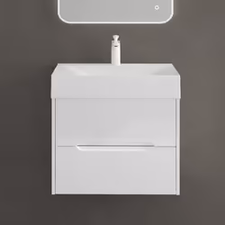 Sogood Meuble de Salle de Bain Suspendus Blanc 80x48x56cm Ensemble de 2 Pièces Meuble avec Lavabo Design Yoga-Lackier