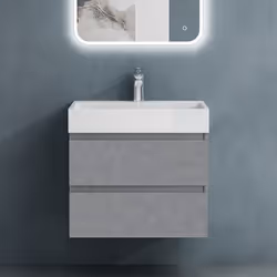 Sogood Meuble de Salle de Bain Argent Ensemble de 2 Pièces Meuble avec Lavabo et Bonde 60x38x56cm Design Verona F026