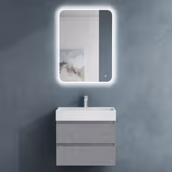 Sogood Meuble de Salle de Bain Argent Ensemble de 3 Pièces Meuble avec Lavabo et Bonde avec Miroir 60x38x56cm Design Verona F ...