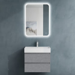 Sogood Meuble de Salle de Bain Argent Ensemble de 3 Pièces Meuble avec Lavabo et Bonde avec Miroir 60x38x56cm Design Verona F026