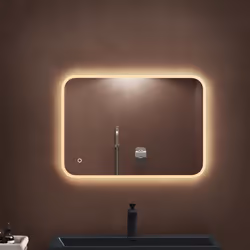 Sogood Miroir de Salle de Bains Lumineux 50x70/70x50cm Glace avec Éclairage LED LUZ et Interrupteur Tactile