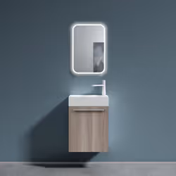 Sogood Petit Meuble sous Vasque Chêne Blanc Clair et Vasque 46cm Ensemble de 2 Pièces de Meuble de Salle de Bain Design Pisa