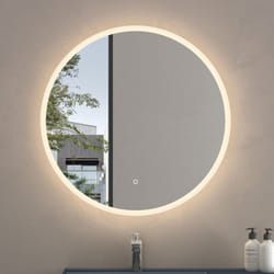 doporro Miroir de Salle de Bains Rond Lumineux avec Éclairage LED Glace Éclairé avec Interrupteur Tactile φ 70 cm