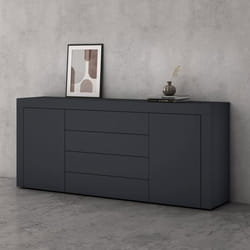 Sogood Buffet Commode 167 cm Meuble de Rangement Gris Noir Mat Placard Salon Salle à Manger 2 Portes et 4 Tiroirs S3