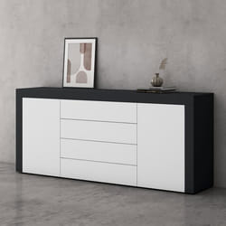 Sogood Buffet Commode 167 cm Meuble de Rangement Gris Noir Mat et Blanc Mat Placard Salon Salle à Manger 2 Portes et 4 Tiroirs S3