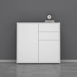 Sogood Buffet Commode 80 cm Meuble de Rangement Blanc Mat Placard Salon Salle à Manger 2 Portes et 2 tiroirs Schrank05
