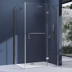 Cabine de douche transparent en angle 80x90cm paroi de douche rectangulaire Sogood Ravenna4K verre de sécurité 6mm Nano