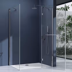 Cabine de douche transparent en angle 90x100cm paroi de douche rectangulaire Sogood Ravenna4K verre de sécurité 6mm Nano