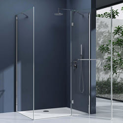 Cabine de douche transparent en angle 90x120cm paroi de douche rectangulaire Sogood Ravenna4K verre de sécurité 6mm Nano