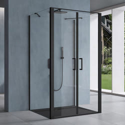 Sogood Cabine de Douche Rectangulaire 75x120x195cm Noir Ravenna66UK Forme U Verre Transparent 8mm Traitement Anti-calaire
