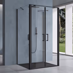 Sogood Cabine de Douche Rectangulaire 100x100x195cm Noir Ravenna66UK Forme U Verre Transparent 8mm Traitement Anti-calaire