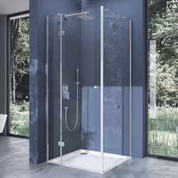 Pare douche rectangulaire en angle avec une porte pivotante vers l'extérieur Cabine de douche en verre transparent ou opaque ...
