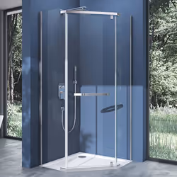 Paroi de douche pentagonale 100x100 Sogood Ravenna8 cabine de douche transparent en verre de sécurité 8mm avec revêtement NAN ...