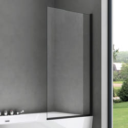 Doporro Paroi de Baignoire 80x140 cm Pare Baignoire 1 Volet Verre Trempé Transparent Profilés Noir Montage Réversible Cortona201K