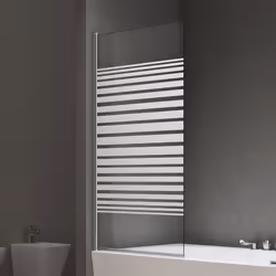 Sogood® Paroi de Baignoire 80x140 cm Pare Baignoire 1 Volet Verre Trempé Bande Opaque Montage Réversible Cortona201MS