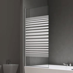 Sogood® Paroi de Baignoire 80x140 cm Pare Baignoire 1 Volet Verre Trempé Bande Opaque Montage Réversible Cortona201MS