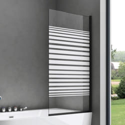 Sogood - doporro Paroi de Baignoire 80x140 cm Pare Baignoire 1 Volet Verre Trempé Transparent avec Bandes Opaques Profilés Noir Montage Réversible