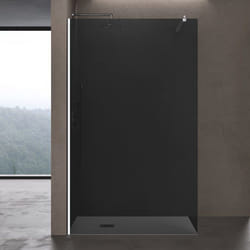 Paroi de douche à litalienne SOGOOD Bremen1VG 120x200 verre 8mm gris teinté barre ronde