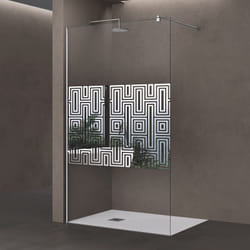 Doporro Paroi de douche à l'italienne 140cm Bremen02DM pare douche avec stabilisateur rond verre de sécurité de 10 mm revêtement nano 140x200cm