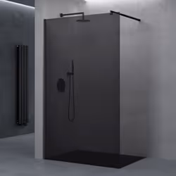 Paroi de douche à l'italienne coloré design doporro Bremen2VG | Verre gris teinté 120x200cm Barre de stabilisation ronde noir ...