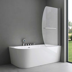 Paroi de baignoire 90x140cm Sogood Cortona 112 pare baignoire 1 volet pivotant en verre de sécurité transparent de 6mm