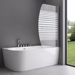 Pare baignoire transparent - bandes opaques Cortona112S avec 1 volet pivotant | Montage réversible des deux côtés Dimensions: ...