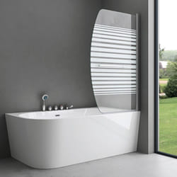 Doporro Paroi de Baignoire 95 x 140 cm Pare Baignoire 1 Volet Montage Réversible Verre Trempé 6mm Transparent avec Bandes Opaques Cortona112S