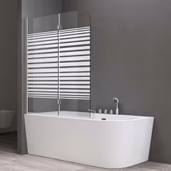 Pare baignoire Cortona1408S avec 2 volets avec bandes opaques | Montage réversible des deux côtés Dimensions: largeur 120cm x ...