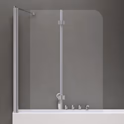 Pare baignoire Cortona113 en angle avec une paroi fixe et 2 volets en verre transparent | Montage réversible des deux côtés D ...