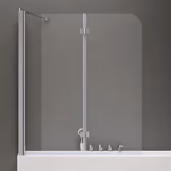 Pare baignoire Cortona113 en angle avec une paroi fixe et 2 volets en verre transparent | Montage réversible des deux côtés D ...