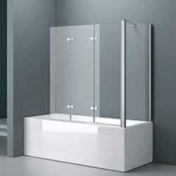 Doporro Paroi de Baignoire 70x130x140cm Pare Baignoire Fixe 4 Volets Verre Trempé Transparent 6mm Montage Réversible Cortona116-L