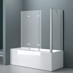 Doporro Paroi de Baignoire 75x130x140cm Pare Baignoire Fixe 4 Volets Verre Trempé Transparent 6mm Montage Réversible Cortona116-L