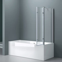 Sogood Paroi de Baignoire 80x130x140cm Pare Baignoire Fixe 4 Volets Verre Trempé Transparent 6mm Montage Réversible Cortona116-L