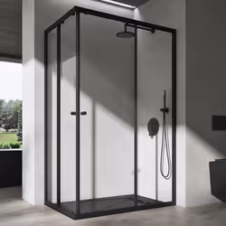 Sogood Cabine de Douche Noir en Angle Transparent 70x100cm Paroi de Douche Montage Réversible Receveur de Douche Inclus Raven ...