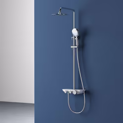 Colonne de douche chromé Sogood système de douche flexible avec robinetterie mitigeur douchette à mains pomme haute