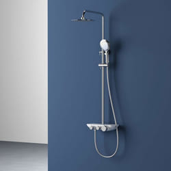Colonne de douche chromé Sogood système de douche flexible avec robinetterie mitigeur douchette à mains pomme haute