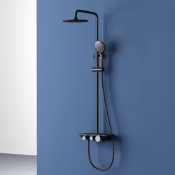 Colonne de douche noir Sogood système de douche flexible avec robinetterie mitigeur douchette à mains pomme haute