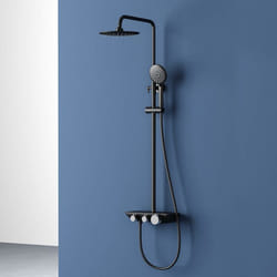 Colonne de douche noir Sogood système de douche flexible avec robinetterie mitigeur douchette à mains pomme haute