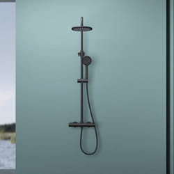 Sogood Colonne de douche noir mat avec robinetterie système de douche complet mitigeur pomme haute douchette flexible