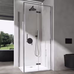 Sogood® Cabine de Douche en Angle 75x100x195cm Porte Pliante en Verre Transparant avec Nano-revêtement Design Ravenna37