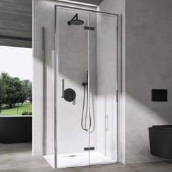 Sogood® Cabine de Douche en Angle Receveur de douche compris 80x80x195cm Porte Pliante en Verre Transparant Design Ravenna37