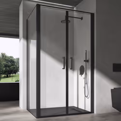Sogood® Cabine de Douche Rectangulaire 80x100 cm Noir Porte Pivotante Verre Transparent de 8mm Ravenna66K