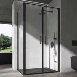 Sogood® Cabine de Douche Rectangulaire 90x120 cm Noir Porte Pivotante Verre Transparent de 8mm Ravenna66K