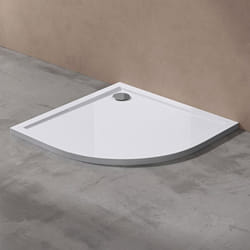 Receveur de douche Sogood Faro03 acrylique bac à douche plat blanc en forme d’un quart 90x90x4cm