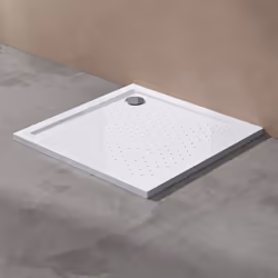 Receveur de douche bac à douche Sogood Lucia01 acrylique anti-glisse blanc plat carre 90x90x4cm pour la salle de bain
