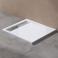 Receveur de douche blanc 80x100x5cm Sogood Xetro04 en résine bac à douche plat rectangulaire pour la salle de bain