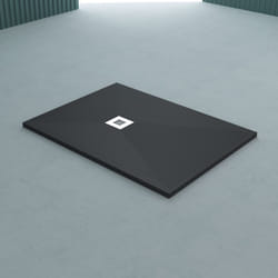 Receveur de Douche 80x120 Bac à Douche Ultra Plat en Fonte Minérale Gris-Noir Madison 80x120x3cm + Bonde AL06 - Sogood