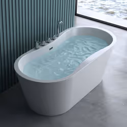 Baignoire îlot ovale 180cm Sogood Vicenza602 acrylique blanc 180x80x63cm