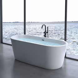 Baignoire îlot ovale 180cm Sogood Vicenza505 acrylique blanc 180x80x65cm